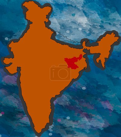 Téléchargez les photos : Illustration Jharkhand Carte de localisation Inde - en image libre de droit