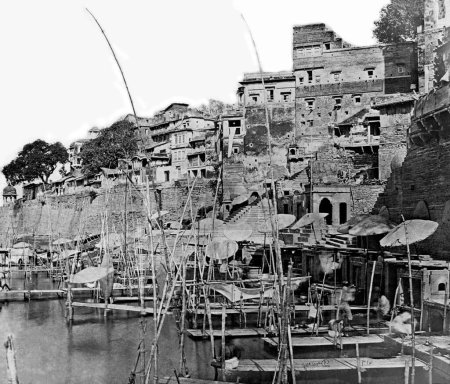 Foto de Viejo vintage linterna diapositiva de banaras ghat, uttar pradesh, India, Asia - Imagen libre de derechos
