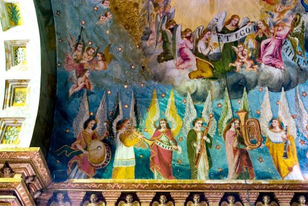 Téléchargez les photos : Murales, église St. Anthonys construite au 18ème siècle, Ollur, Kerala, Inde - en image libre de droit