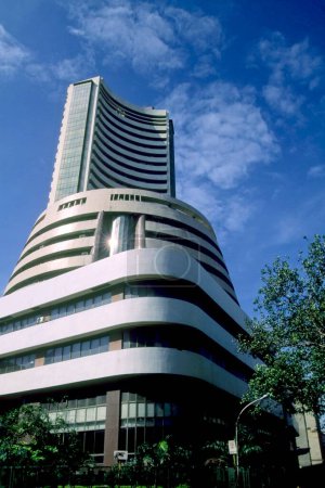 Building of the Bombay Stock Exchange (BSE) standing tall at Dalal Street ; Bombay Mumbai ; Maharashtra ; India