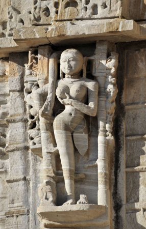 Skulptur auf Neelkanth mahadev jain Tempel chittorgarh rajasthan Indien Asien