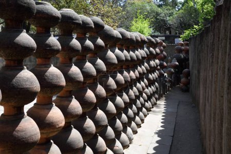 clay pots wall in rock garden, Chandigarh, haryana, India, Asia