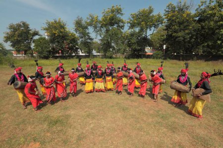 Photo for Mudia tribal dancers, jagdalpur, chhattisgarh, india, asia - Royalty Free Image