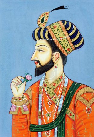 Téléchargez les photos : Peinture miniature de l'empereur moghol Shah Jahan - en image libre de droit
