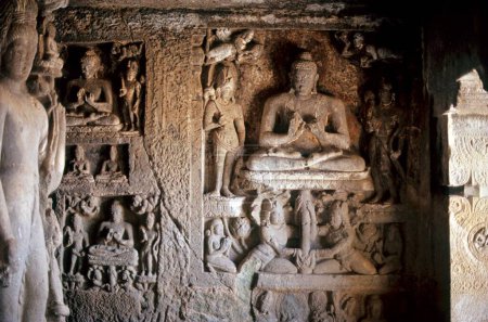 Détail des grottes Ajanta, Aurangabad, Maharashtra, Inde