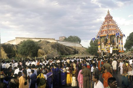 Photo for Chariot festival in Karpagavinayagar temple Ganesh at Pillaiyarpatti near Karaikudi, Chettinadu, Tamil Nadu, India - Royalty Free Image