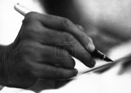 Photo for Busy hand, closeup black and white shot - Royalty Free Image