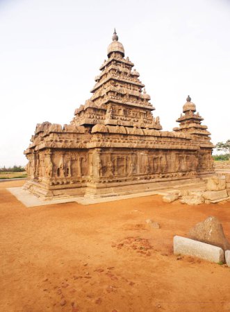 Téléchargez les photos : Temple Shore, Mahabalipuram Mamallapuram, Tamil Nadu, Inde - en image libre de droit