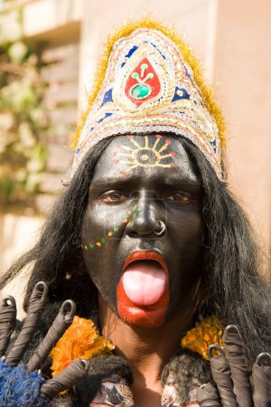 Photo for Woman dressed up as goddess kali, vrindavan, uttar pradesh, india, asia - Royalty Free Image