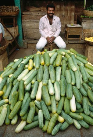 Photo for Man selling cucumbers , mysore , karnataka , india - Royalty Free Image