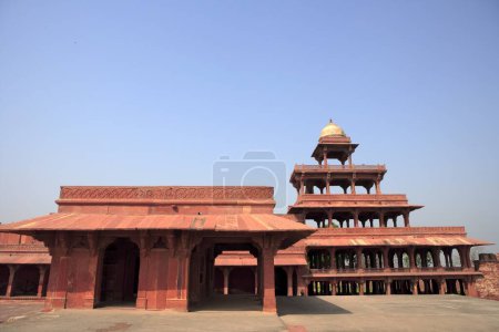 Panch Mahal in Fatehpur Sikri built during second half of 16th century made from red sandstone ; capital of Mughal empire ; Agra; Uttar Pradesh ; India UNESCO World Heritage Site