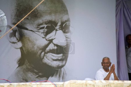 Foto de Anna Hazare huelga de hambre en Ramlila Maidan Nueva Delhi India Asia - Imagen libre de derechos