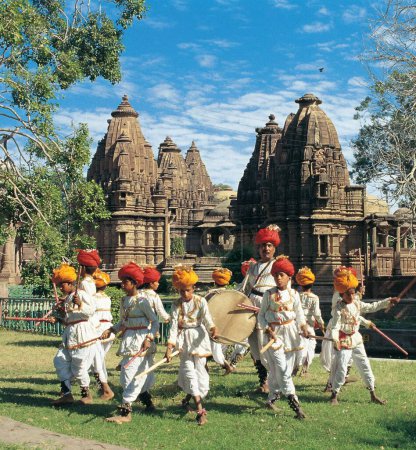 Photo for Children performing folk dance, mandore garden, jodhpur, rajasthan, india, asia - Royalty Free Image