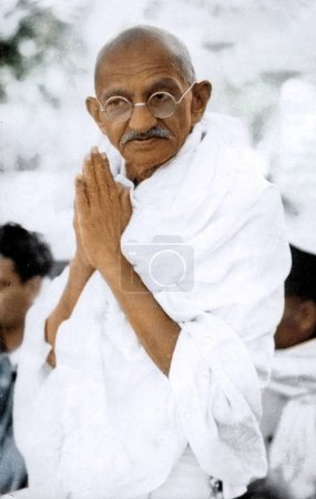 Foto de Mahatma Gandhi con las manos cruzadas, Delhi, India, Asia, 18 de marzo de 1939 - Imagen libre de derechos