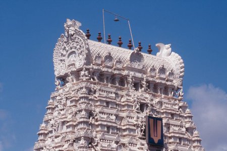 Gopuram des Sthala Sayana Perumal Tempels, Mamallapuram, Tamil Nadu, Indien, Asien