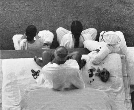 Photo for Mahatma Gandhi during prayer at Mumbai, Maharashtra, India, September 1944 - MODEL RELEASE NOT AVAILABLE - Royalty Free Image