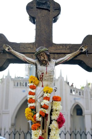 Jesus Christ on cross Mount Mary Church Bandra Mumbai Maharashtra India