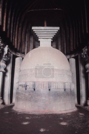 Nahaufnahme der Buddha Stupa Karla Höhlen, Lonavala, Maharashtra, Indien