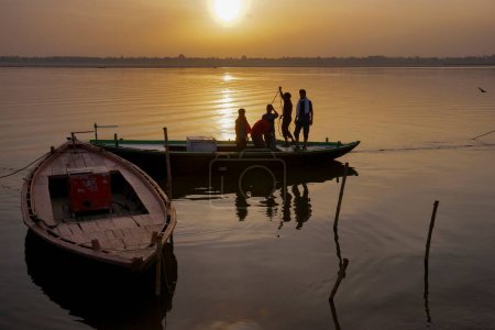 Photo for Sunrise, ganga river, varanasi, uttar pradesh, india, asia - Royalty Free Image