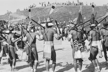 Photo for Tribal dance Ziro district headquarters Lower Subansiri, Arunachal Pradesh, India 1982 - Royalty Free Image