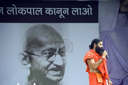 Photo for Anna Hazare Supporters Swami Ramdev Baba at ramlila maidan new delhi India Asia - Royalty Free Image