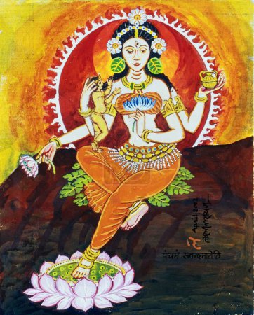 Photo for Painting of Hindu goddess by Dr. Laxmi Narayan Pachori, India, Asia - Royalty Free Image