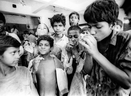 Photo for Street children at don bosco shelter, Matunga, Bombay Mumbai, Maharashtra, India - Royalty Free Image