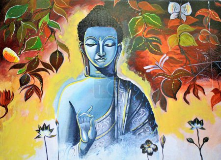 Foto de Señor Buda meditando pintura de obras de arte - Imagen libre de derechos