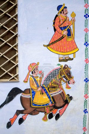 Téléchargez les photos : Peinture murale sur mur, Udaipur, Rajasthan, Inde - en image libre de droit