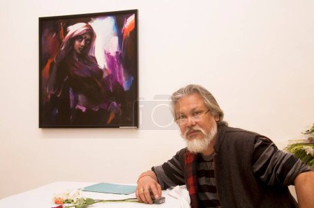 Photo for Artist Pranam Singh at Jahangir art gallery, Bombay now Mumbai, Maharashtra, India - Royalty Free Image