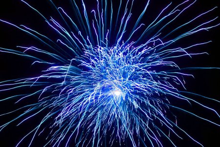 Crackers ; magnificent firework in sky at night for celebrating Gudi Padva festival ; New year of Hindu religion ; Thane ; Maharashtra ; India