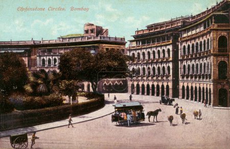 Photo for Postcard of Elphinstone Circle now Horniman circle, Bombay Mumbai, Maharashtra, India - Royalty Free Image