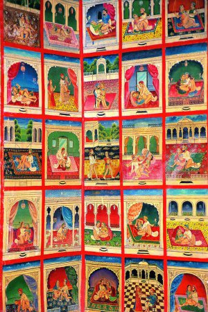 Téléchargez les photos : Peintures miniatures de kamasutra, d'Inde, d'Asie - en image libre de droit