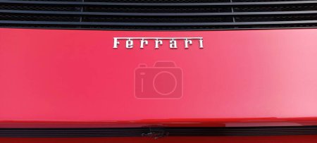 Photo for Ferrari car emblem, car mascot, hood ornament, bonnet ornament, radiator cap, motor mascot, car emblem - Royalty Free Image