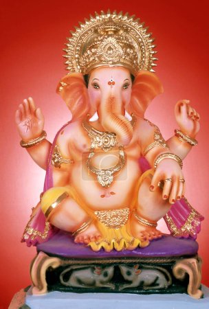 Photo for Idol of lord ganesh (elephant headed god) ; Ganesh ganpati Festival ; mumbai bombay ; maharashtra ; india - Royalty Free Image