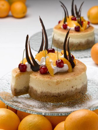 Foto de Snacks, comida, dulce Queso cítrico pastel cremoso postre pasteles delicioso - Imagen libre de derechos