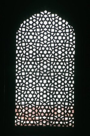 Photo for Delicate sand stone carved jalli, Humayun's Tomb, Delhi, India, Asia - Royalty Free Image