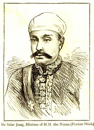 Foto de Retratos litográficos Sir Salar Jung, Ministro de S.H. el Nizam persa Shiah, India - Imagen libre de derechos