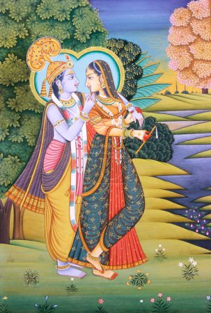 Photo for Radha Krishna miniature painting - Royalty Free Image