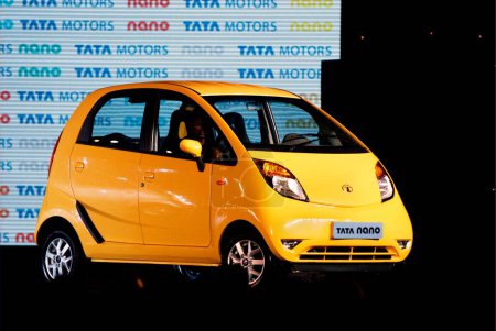 Photo for Tata Motor Tata Nano displayed during launch, Bombay Mumbai, Maharashtra, India - Royalty Free Image