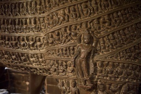 sculptures carved on Varaha temple, Khajuraho, Madhya Pradesh, India, Asia