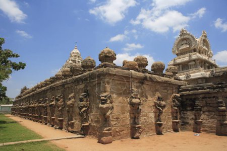 Temple Kailasanatha ; architecture du temple Dravidien ; période Pallava (VIIe - IXe siècle) ; quartier Kanchipuram ; état Tamilnadu ; Inde