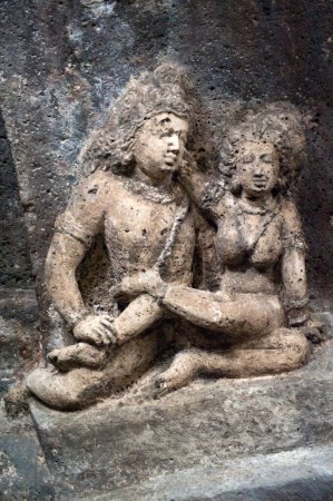 Photo for Man and woman carved on the roof of ajanta caves , Aurangabad , Maharashtra , India - Royalty Free Image