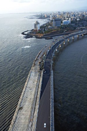 Road of bandra worli known rajiv gandhi sea link ; Bombay Mumbai ; Maharashtra ; India 12-June-2009