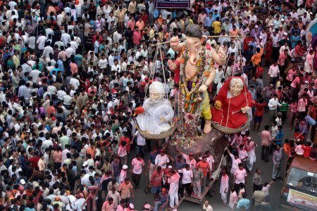 Photo for Ganesh ganpati Festival Immersion Visarjan, Mumbai Bombay, Maharashtra, India - Royalty Free Image