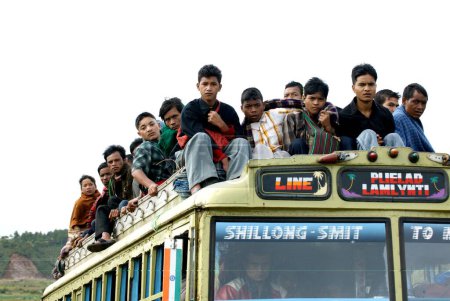 Photo for Overcrowded bus, the Khasi tribe, Shillong, Meghalaya, India - Royalty Free Image