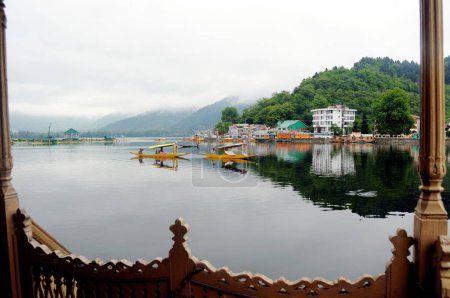 Shikaras de canoa en el lago dal, Srinagar, Jammu y Cachemira, India