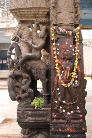 Photo for Hanuman and horse man ;  Varadaraja Perumal Vishnu temple in Kanchipuram ; Tamil Nadu ; India - Royalty Free Image