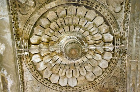Ceiling design of Lotus flower Khajuraho Madhya Pradesh India Asia