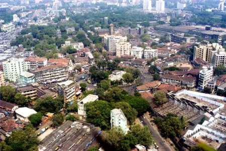Téléchargez les photos : Aerial view of  Saat Rasta that is Seven roads called Jacob circle ; Mumbai Central ; Bombay Mumbai ; Maharashtra ; India - en image libre de droit